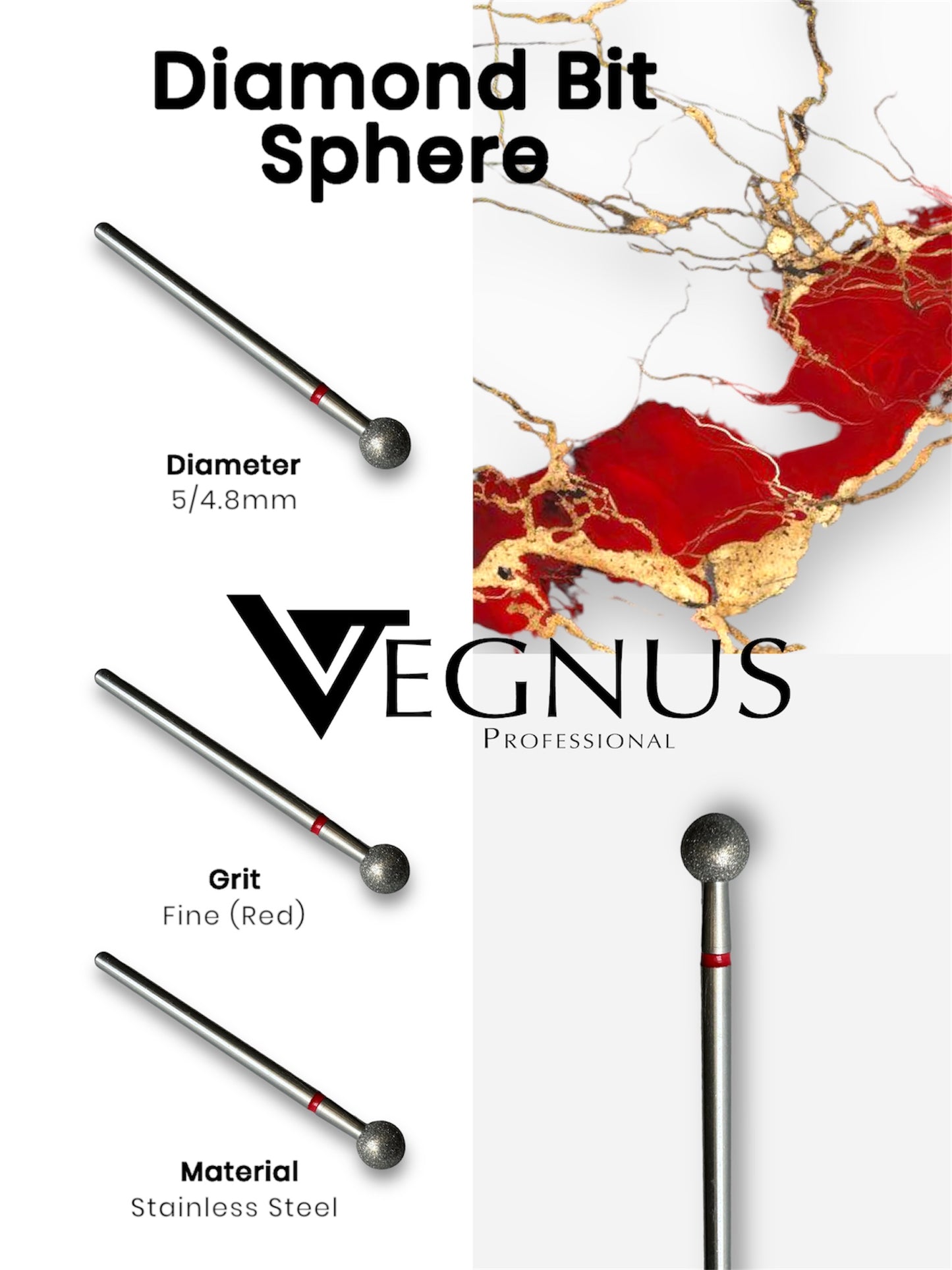 DIAMOND BIT SPHERE 5/4.8 RED
