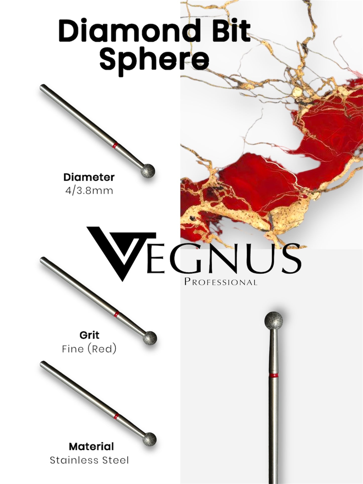 DIAMOND BIT SPHERE 4/3.8 RED
